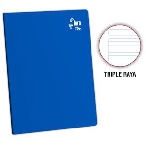 Cuaderno Deluxe A-4 80H Triple Raya Solido Loro