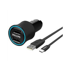 Kit Philips Cargador De Auto + Cable Tipo C