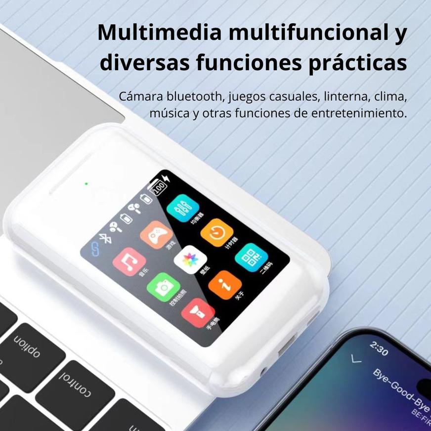 Audífonos Bluetooth con Estuche Inteligente Negro