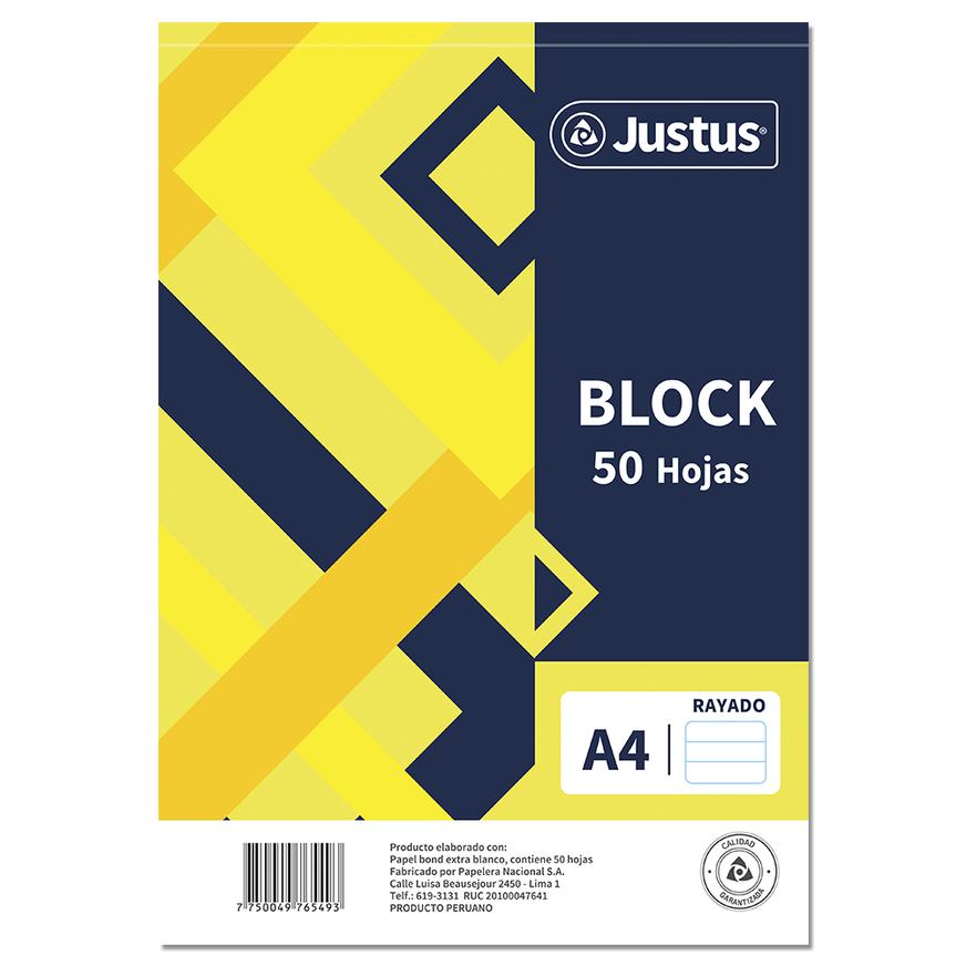 BLOCK RAYADO A4 JUSTUS - Imagen 1