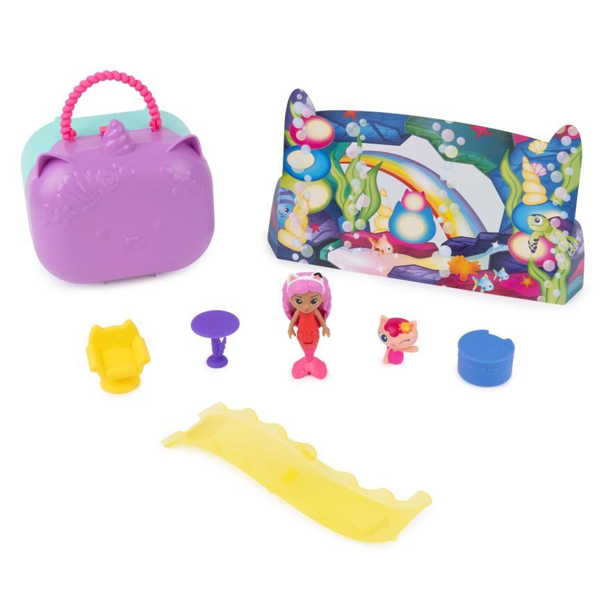 Gabby's Dollhouse, juego de billar con figuras de Gabby y Mercat, colas de  sirena que cambian de color y accesorios de piscina, juguetes para niños a  partir de 3 años