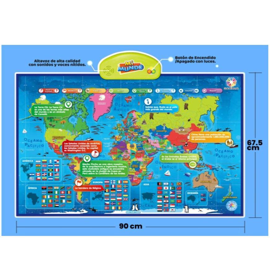 Poster Pop Pik 68x100cm POPPIK 1841167 - Poster Con Scritta Viaggio Del Mondo, Poster Didattico Interattivo Con Adesivi, Mappa Del Mondo Multilingue Per Bambini Dai 7 Anni In Su, 68 X 100