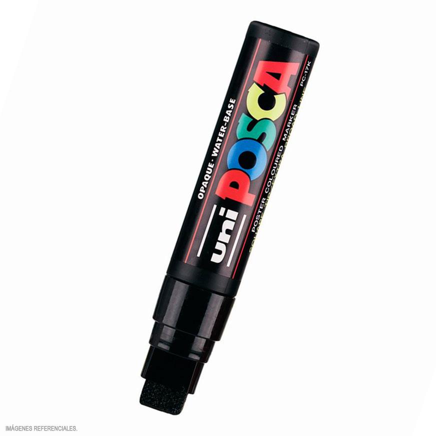 La Casa del Artesano-Marcador a base de tinta pigmentada al agua UNI POSCA  PC-7M trazo grueso de 4.5 a 5.5 mms. color NEGRO 46
