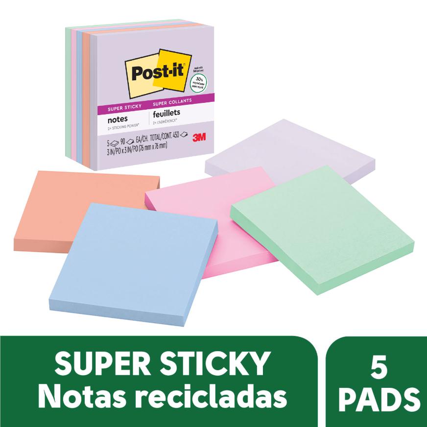 Notas Adhesivas 3M Post-It Super Sticky 3x3 450 Hojas